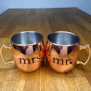 Mr and Mrs copper mugs